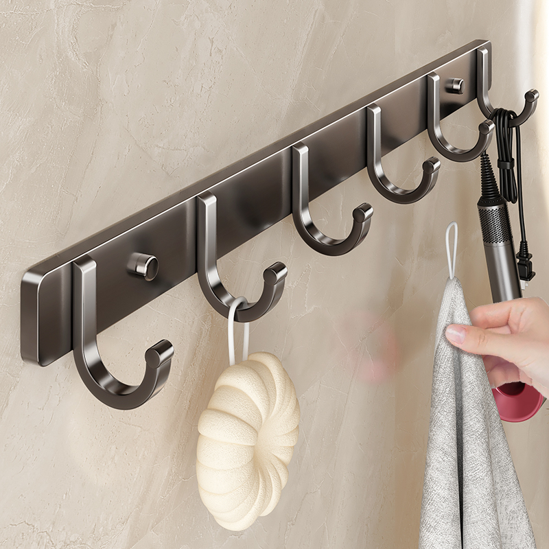 Space Aluminum Hook Viscose Powerful perforated Adhesive Hook Door Rear Hung Clothes Hook Bathroom Kitchen Wall Wall-mounted Containing-Taobao