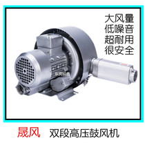 Cost-effective industrial high pressure blower blowing and suction dual-purpose anti-corrosion and high temperature resistance HB6455 double-stage 5 5KW