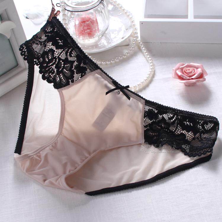 European and American high-end luxury lace sexy ladies panties silk skating silk with micro-permeable mesh low-waist briefs