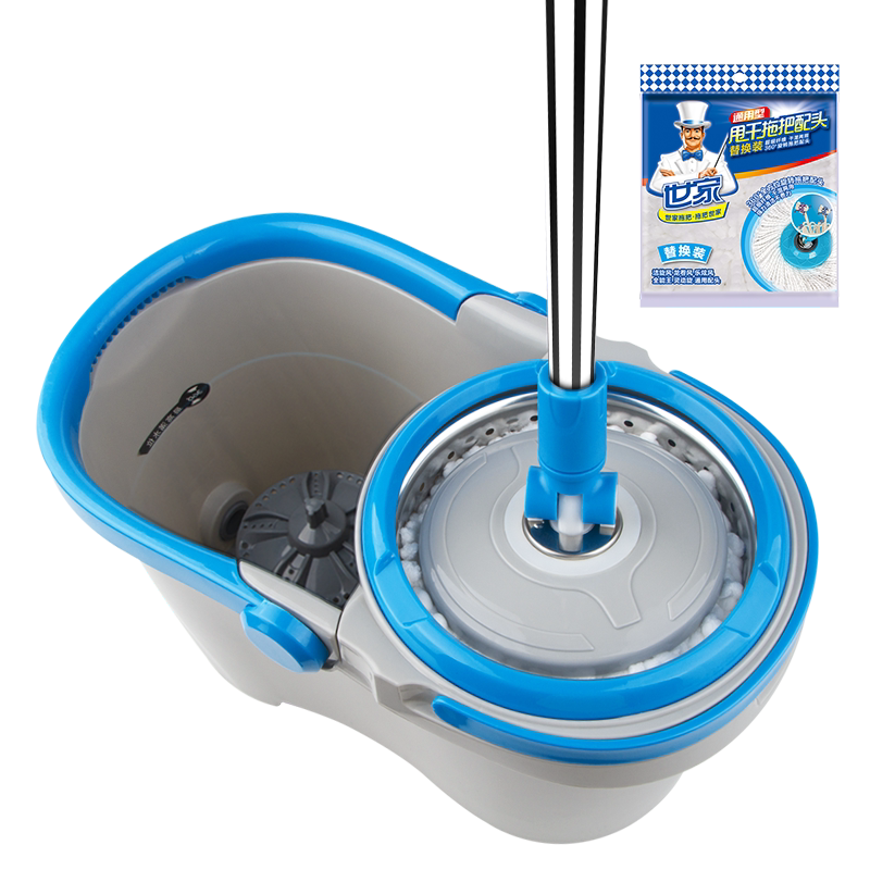 Rotating Mop with No Hand Washing Required, Lazy Mop with Hand-Pressed Spin-Dry, Dual-Drive Magic Mop Bucket for Floor Cleaning