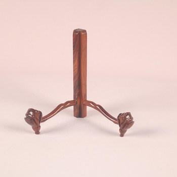 Solid Wood Porcelain Plate Holder Jade Safety Buckle Pu'Er Tea Cake Handicraft Display Stand Tripod Purple Sandalwood Carving