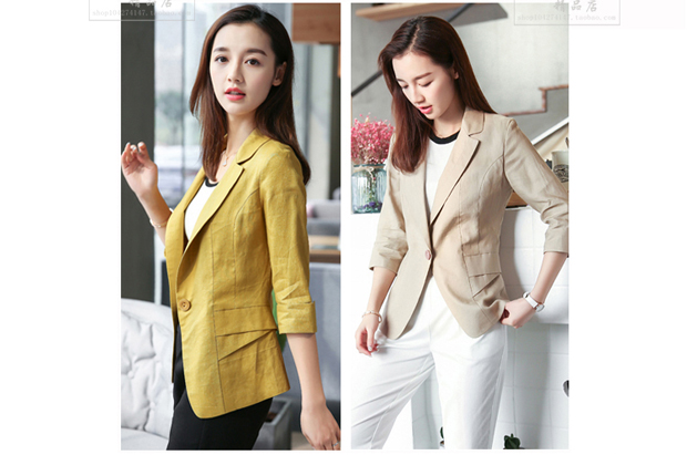 Áo khoác nữ nhỏ bằng vải lanh 2018 xuân hè hè mới Đoạn ngắn mới Slim mỏng phiên bản Hàn Quốc của áo sơ mi cotton và vải lanh tay áo 7 điểm áo khoác nữ đẹp