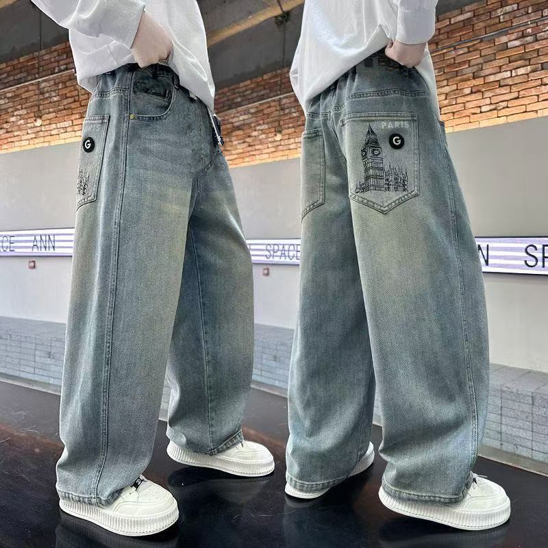 Children's Clothing Boys' Loose Jeans 2026 New Style Spring and Autumn Pants Boys' Thin Denim Trousers
