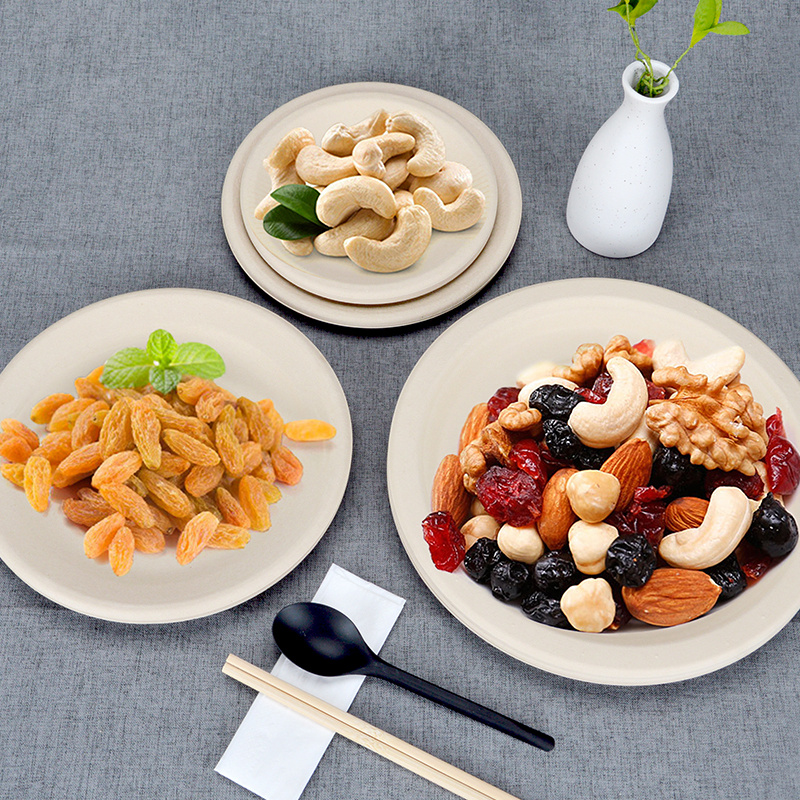 Horn flower disposable plate paper bowl Picnic barbecue cake plate Fruit plate Children's DIY handmade bagasse lunch box