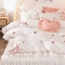 Màu trắng công chúa phong cách trong bông tinh khiết cô gái bốn mảnh trái tim cotton bộ khăn trải giường váy giường đôi chăn trải giường 1.8 bộ đồ giường - Bộ đồ giường bốn mảnh