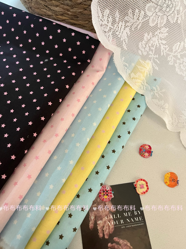 Original 100% Cotton 40S Printed Fabric with Contrasting Star Print for Bath Towels, Hair Ties, Children's Clothing, Loungewear, Women's Clothing, and Luggage Materials