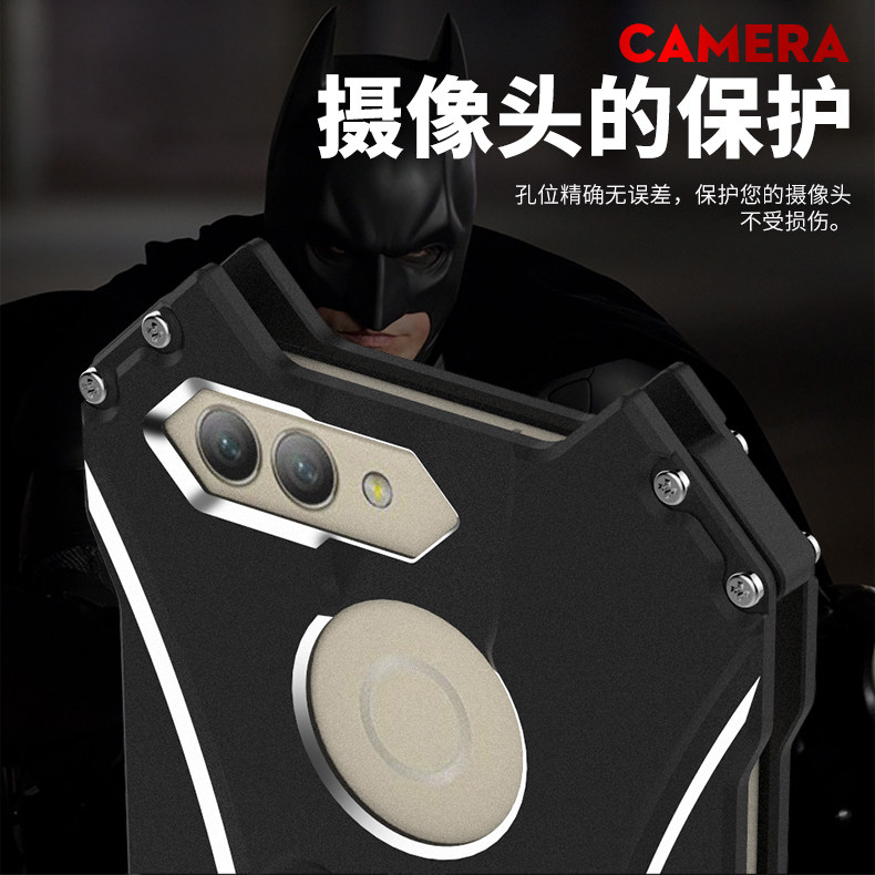 R-Just Batman Shockproof Aluminum Shell Metal Case with Custom Batarang Stent for Huawei nova 2 & Huawei nova 2 Plus