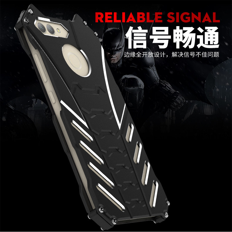 R-Just Batman Shockproof Aluminum Shell Metal Case with Custom Batarang Stent for Huawei nova 2 & Huawei nova 2 Plus