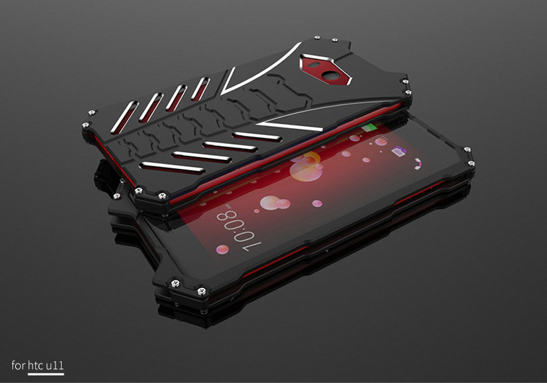 R-Just Batman Shockproof Aluminum Shell Metal Case with Custom Batarang Stent for HTC U11