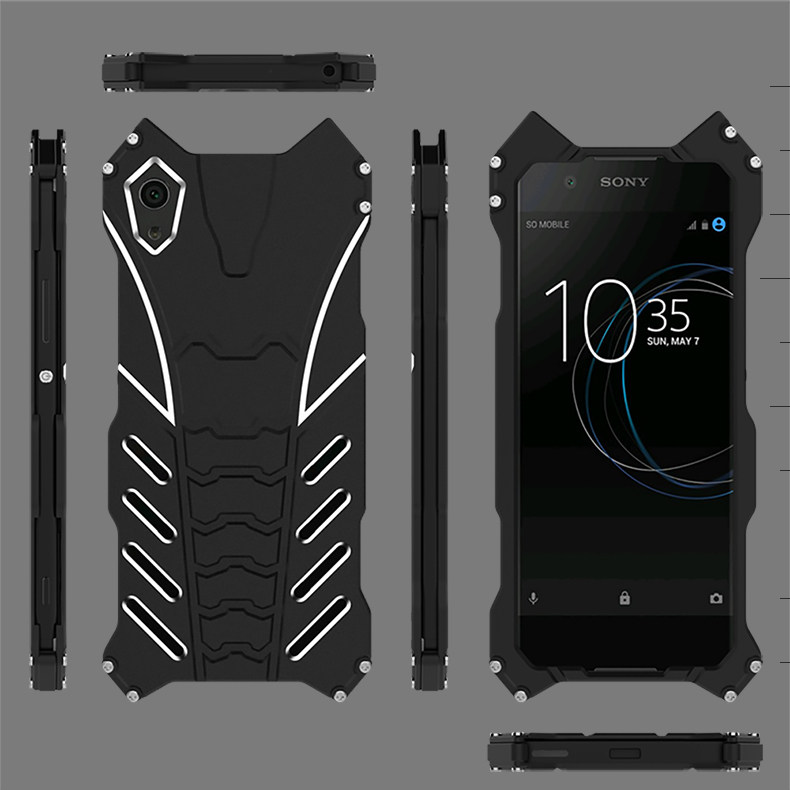 R-Just Batman Shockproof Aluminum Shell Metal Case with Custom Stent for Sony Xperia XA1