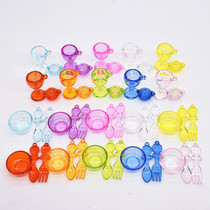 Childrens plastic acrylic crystal transparent mini small soup spoon Fork Bowl Cup Teapot House tableware toys