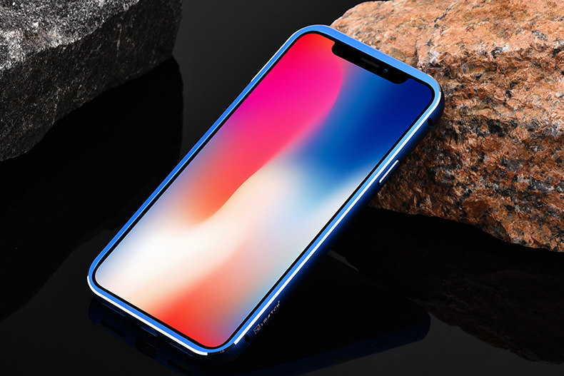 iMatch Luxury Aluminum Metal Bumper Carbon Fiber Back Cover Case for Apple iPhone X