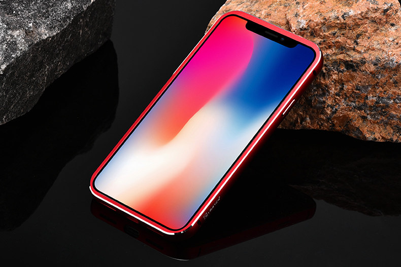 iMatch Luxury Aluminum Metal Bumper Carbon Fiber Back Cover Case for Apple iPhone X