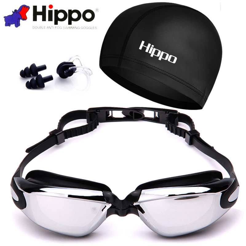 Swimming glasses HD anti-fog waterproof male and female swimming glasses myopia swimming glasses swimming equipment suit large frame delivery swimming cap