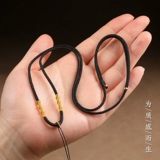 Черная золотая подвеска из нефрита из воскового агата, ремешок ручной работы подходит для мужчин и женщин