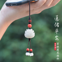 Creative Bodhi Lotus mobile phone shell lanyard chain pendant Cute short u disk pendant Men and women lovers bag pendant