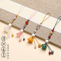 Chinese style mobile phone hanging chain pendant anti-loss shell U disk short lanyard Jade shower personality key pendant pendant