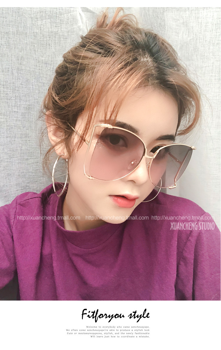 Kính râm mới 2018 của phụ nữ mạng màu đỏ phiên bản Hàn Quốc của thủy triều màu hồng retro phong cách Harajuku mặt kính râm lớn kính cận nam