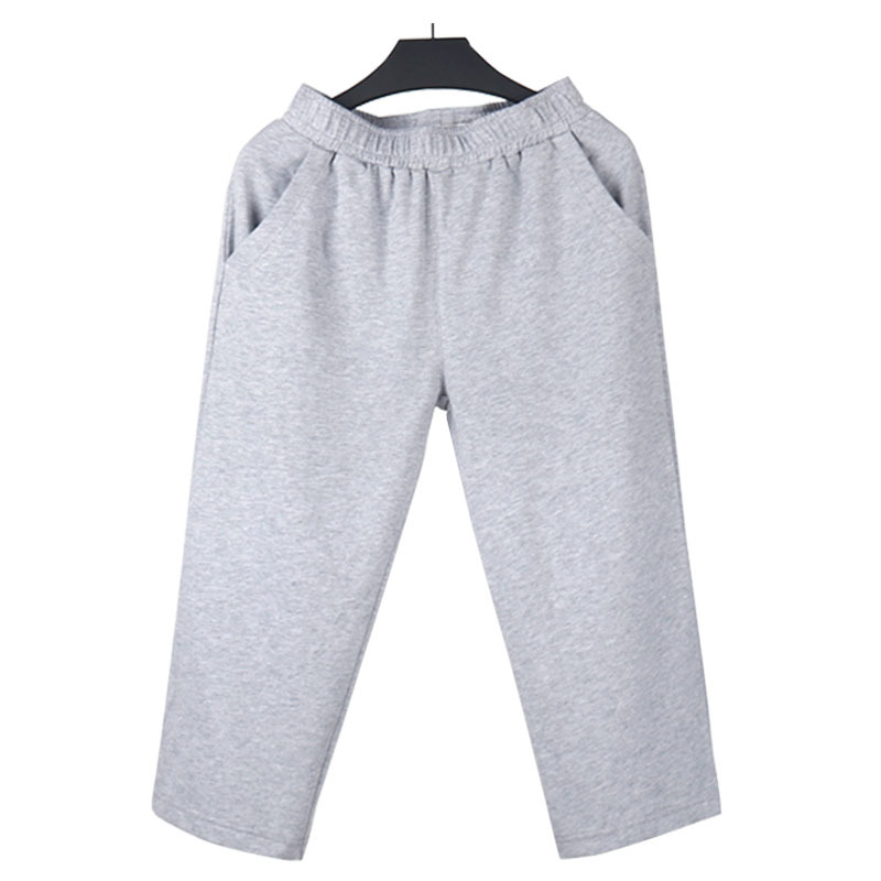 2024 Korean Style Solid Color Versatile Pure Cotton Plus Size Pants Loose Straight-Leg Sweatpants Cropped Pants Women's Casual Pants Thin Style