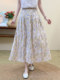 Oil Painting Style Pure Cotton Printed Skirt for Women, Summer Vacation Design, Hip-Covering, Slimming A-Line Skirt, Long Skirt for Petite Women