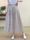 2025 Summer Cotton Floral Skirt for Women, High Waist, Slimming, Mid-Length A-Line Skirt, Flared Skirt, Long Skirt, Cotton Fabric