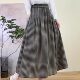 Cotton and Linen Jacquard Plaid Skirt for Women 2026 New Spring Vintage Mid-Length A-Line Skirt That Covers the Body for Petite Figures
