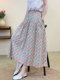 2025 Summer Cotton Floral Skirt for Women, High Waist, Slimming, Mid-Length A-Line Skirt, Flared Skirt, Long Skirt, Cotton Fabric