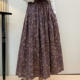 Vintage Floral Half-Skirt for Women, Spring 2026, Elastic Waist, Pockets, Versatile, Slimming A-Line Long Skirt
