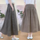 Cotton and Linen Jacquard Plaid Skirt for Women 2026 New Spring Vintage Mid-Length A-Line Skirt That Covers the Body for Petite Figures