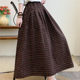 Thickened Woolen Elastic High-Waisted Plaid Midi Skirt, New Autumn and Winter Vintage Artistic A-Line Long Skirt for Women