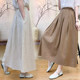 Vintage Artistic Pure Linen Skirt for Women 2026 Summer Slimming A-Line Midi Skirt with Wide Hem for Petite Figures