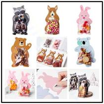 Cute cartoon animal card candy bag biscuit chocolate baking bag childrens birthday gift bag 10