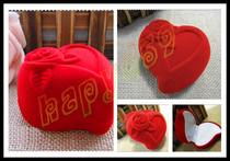 Gold jewelry flocking red heart-shaped rose single ring couple ring gift packaging