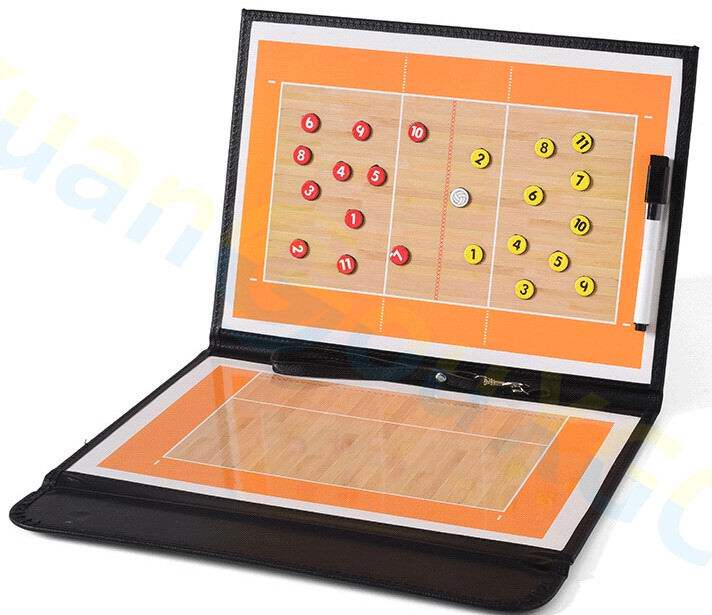 Volleyball Tactical Board 2 5 Fold Double Sided Coach Board Leather Display Board Color Folding style Magnetic With Pen Sand Tray