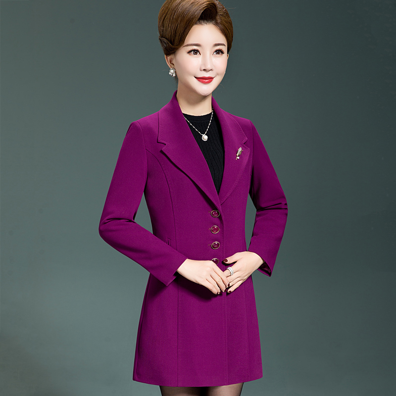 Mom's spring coat 2021 new middle-aged women's clothing 40-50-60 years old medium and long windbreaker thin jacket
