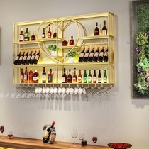 Red wine frame wall hanging iron artist bar wall creative decoration creative luminous shelf restaurant wine cabinet