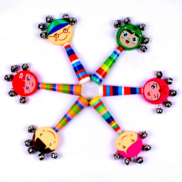 Newborn baby toys 0-1 year old children Baby 3-6 12 months Music puzzle early education wooden hand rattle