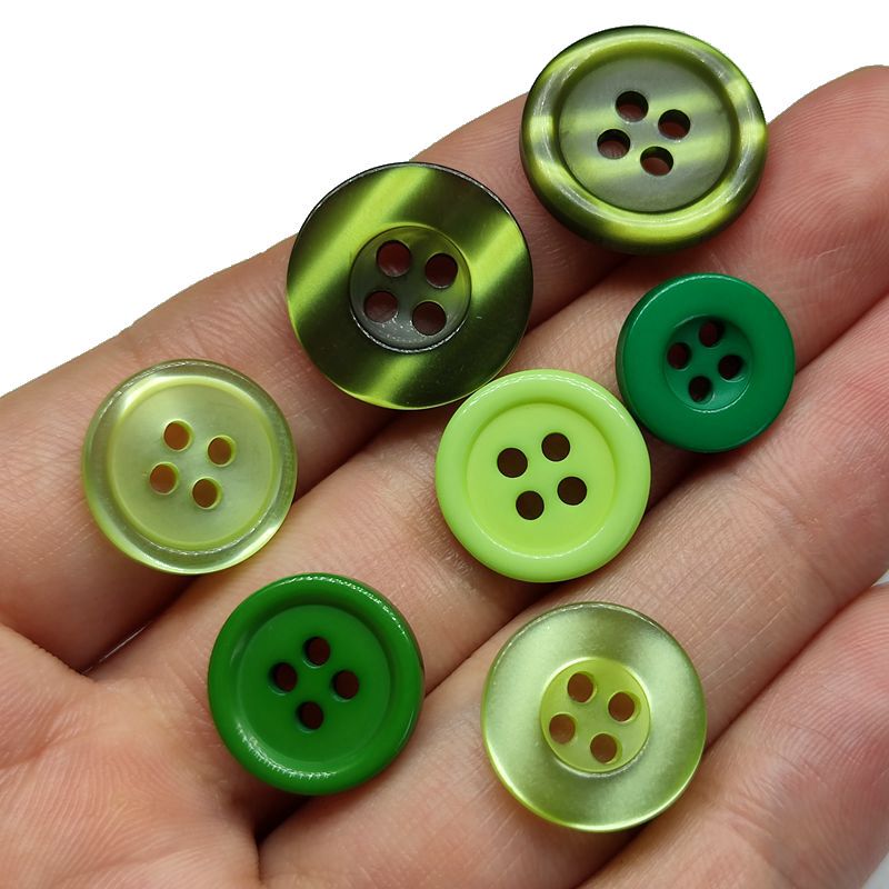 Light Green, Pale Green, Dark Green, Blue-Green, Fruit Green, Army Green Buttoned Dress, Pajamas, Knitwear, Large and Small Round Buttons