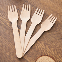 Disposable log tableware fruit fork wooden fork spoon cake snack home commercial salad dessert