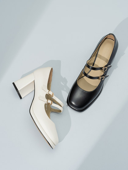 奥康女鞋 春秋季新款法式玛丽珍单鞋中跟仙女风复古扣通勤小皮鞋