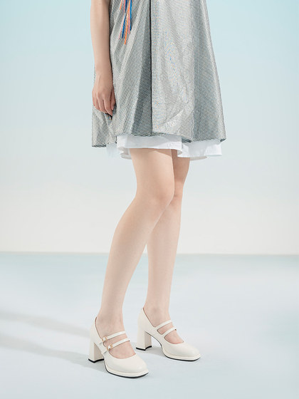 奥康女鞋 春秋季新款法式玛丽珍单鞋中跟仙女风复古扣通勤小皮鞋