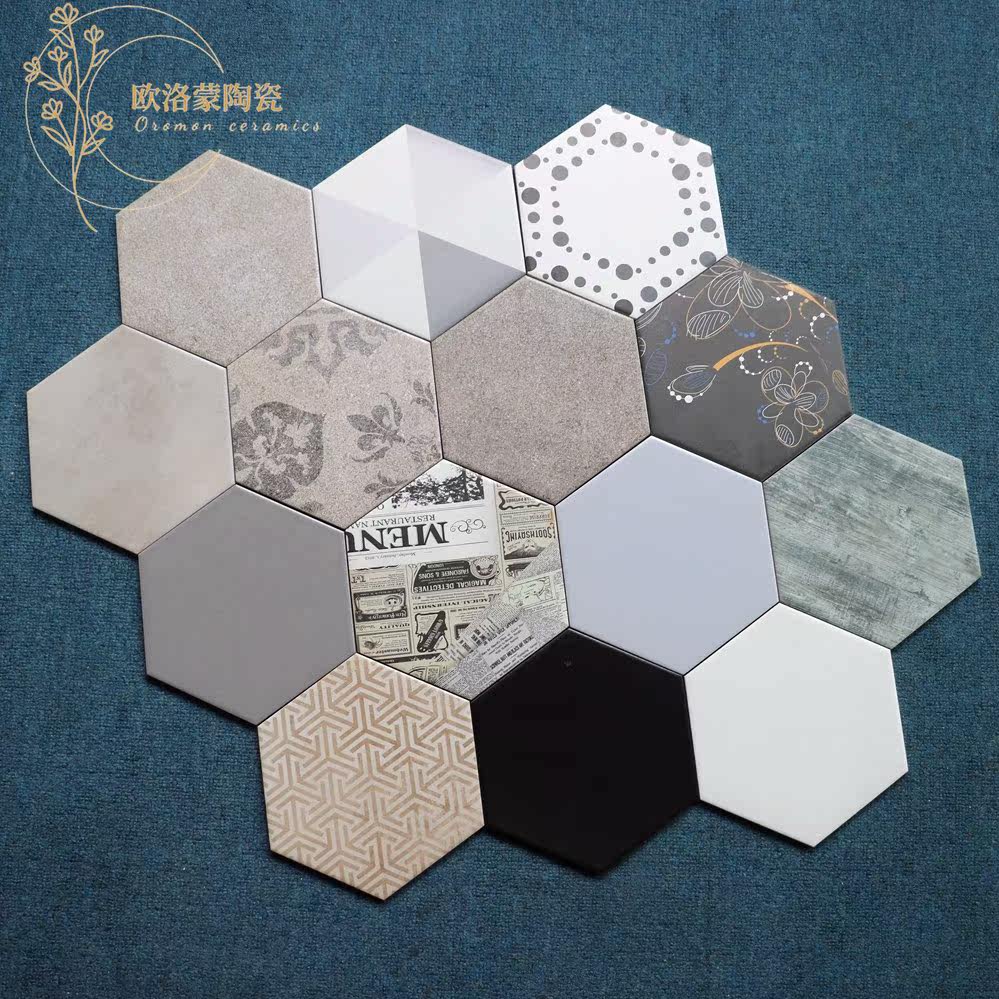 Nordic Floor Tiles Dressing Room Hexagonal Brick Cement Flower Brick Kitchen Grey White 6 Corner Brick Honeycomb Tile Hexagon Wall Brick