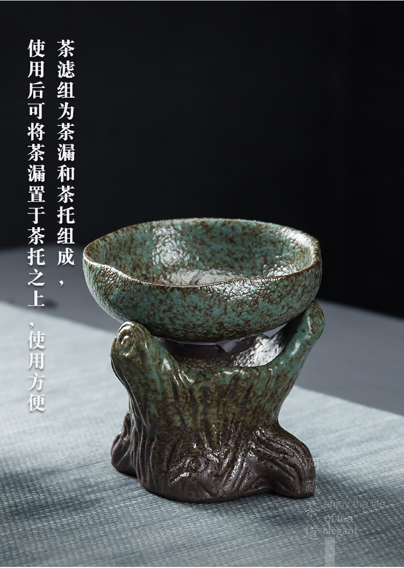 Restoring ancient ways in building coarse pottery tea filter) coarse pottery creative household automatic filter ceramic kunfu tea strainer