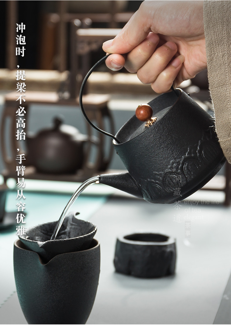 In pot of tea ware archaize floor coarse pottery girder are black pottery clay pu 'er kung fu tea set ceramic teapot In Taiwan