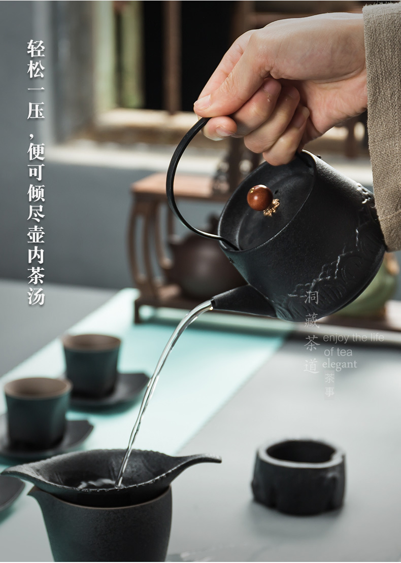 In pot of tea ware archaize floor coarse pottery girder are black pottery clay pu 'er kung fu tea set ceramic teapot In Taiwan