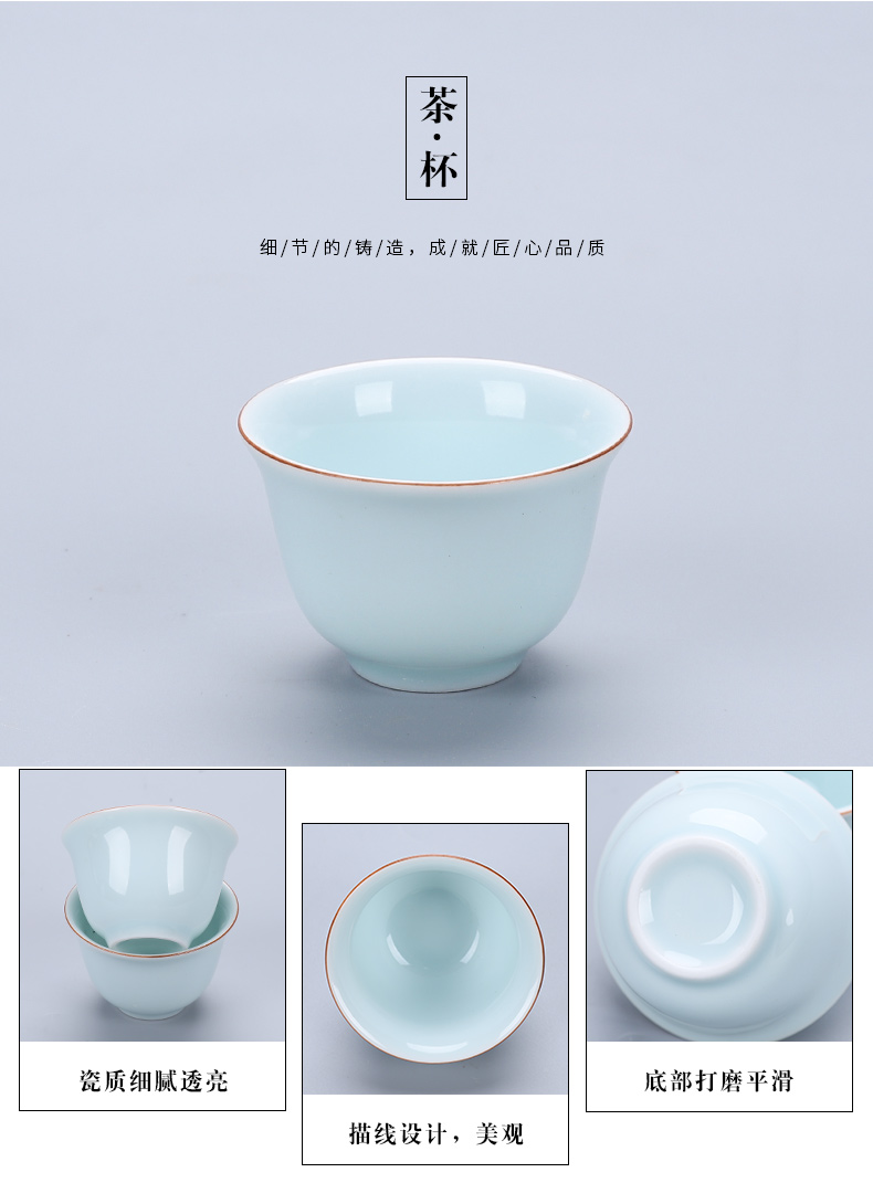 In floor white porcelain kung fu tea tureen teapot teacup household shadow of a complete set of green fat white ceramic tea set