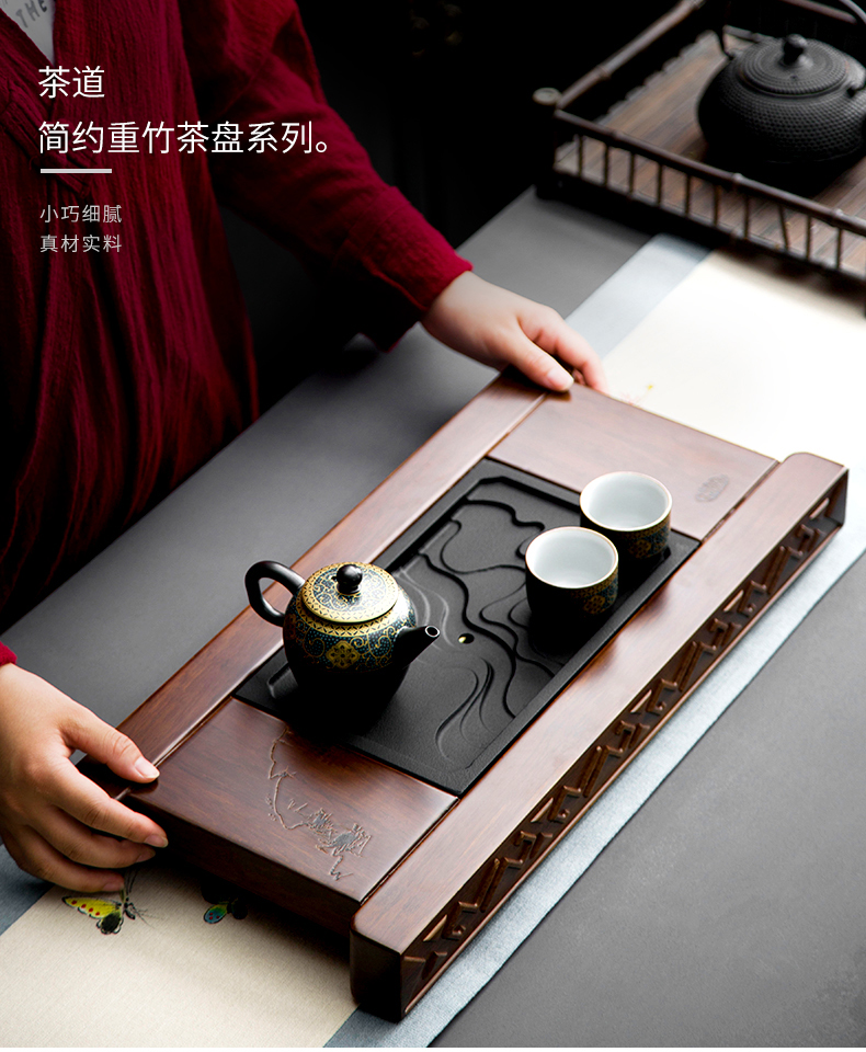 Hole in the floor drain hidden tapping household contracted and I sitting room ground tea tea sets the whole piece of heavy bamboo sea kunfu tea tray