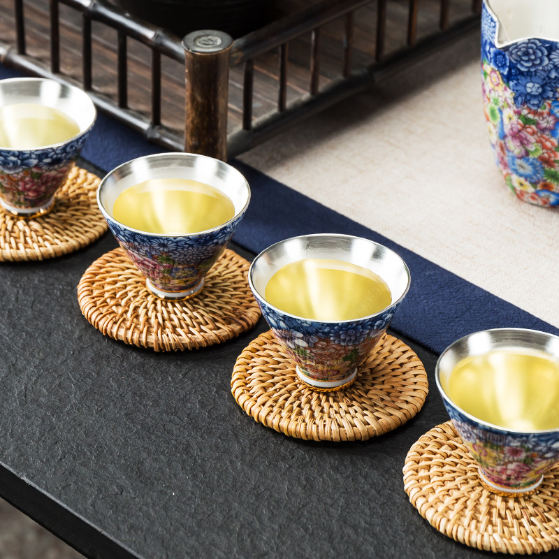 In floor silver colored enamel coppering. As ceramic cups master cup single cup tea cup just a cup of tea light kung fu tea set