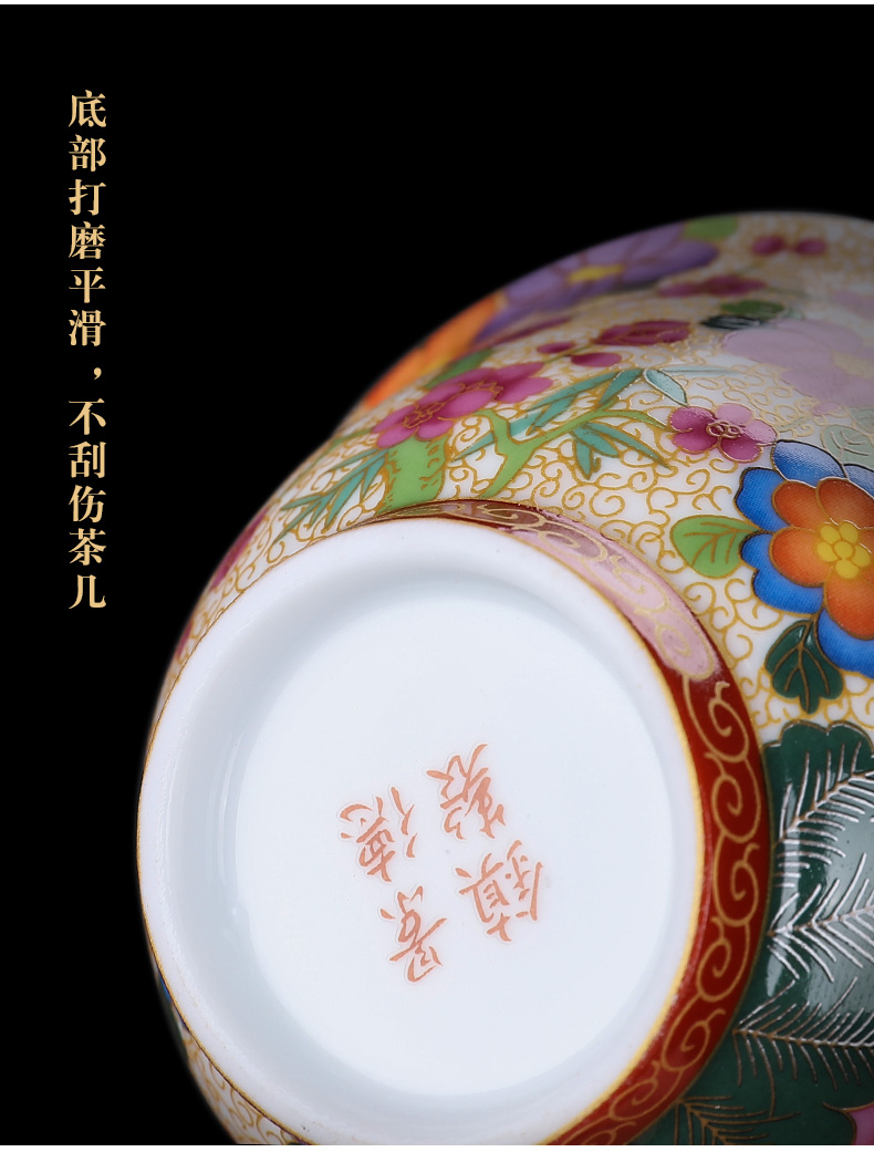 Tureen colored enamel cups in building large ceramic bowl tea set three wire inlay manual pick flowers, lotus Tureen