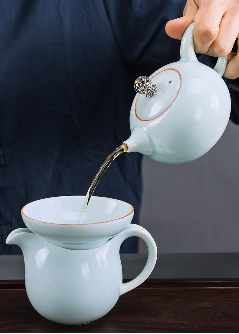 Kung fu tea set ipads China shadow in building ceramics green sweet white porcelain teapot tea pot household contracted single pot